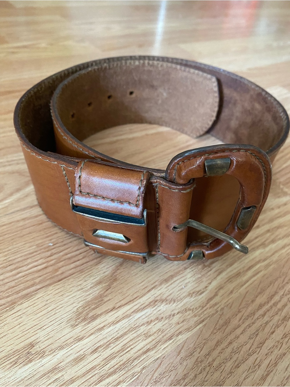Vintage 90s Gon Wide Genuine Brown Leather Chunky Statement Waist Belt